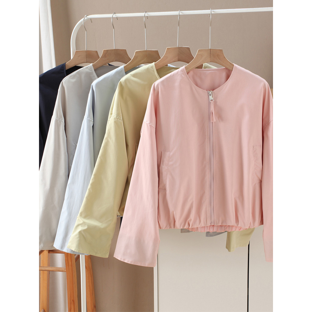 2026 primavera novo produto moda coreano Casual All-Match solto mais magro olhar em torno do pescoço casaco curto topo f
