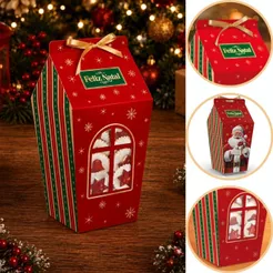 10 CAIXA LEMBRANCINHA C/ VISOR JANELA 9X9X18 6178 ( NATAL IDEIA 2026 )