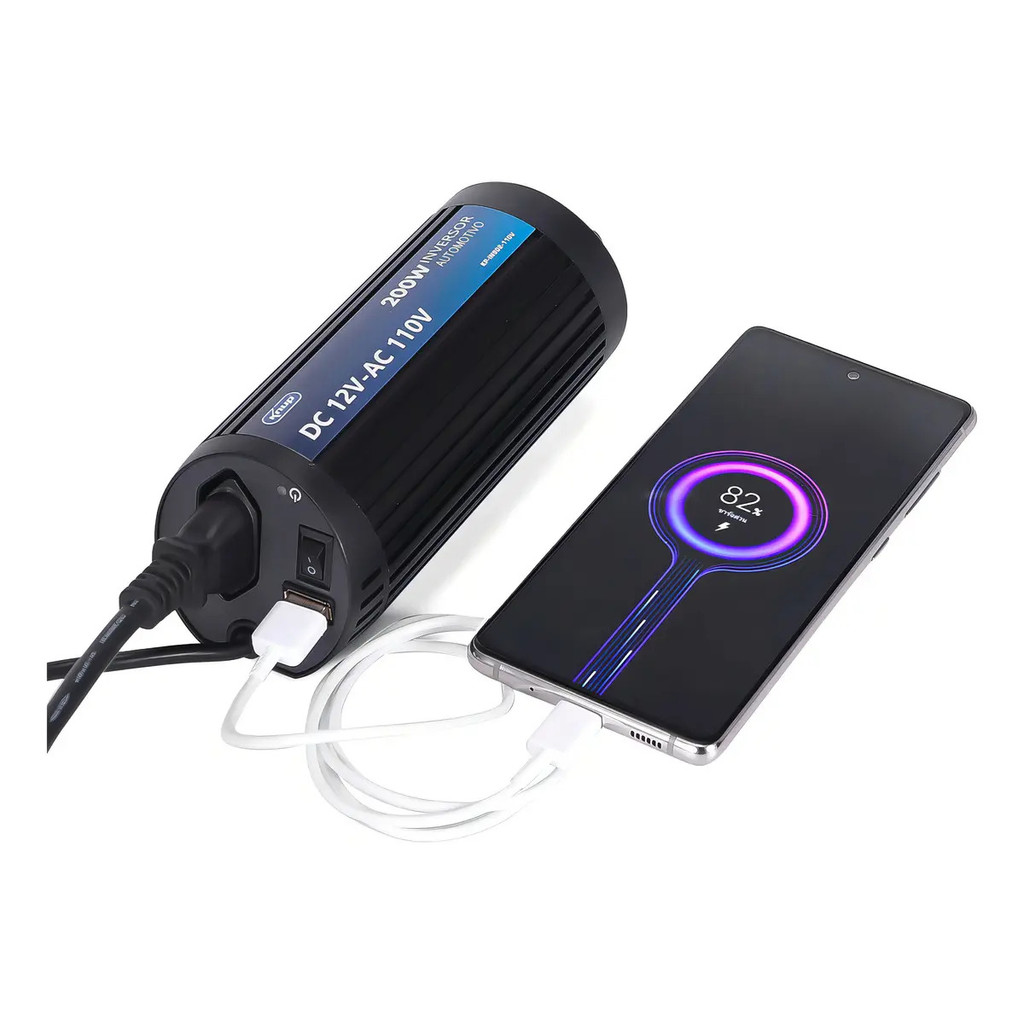 Inversor de Tensão Automotivo Senoidal 12V para 220V 200W Conversor de Corrente Carro USB QC 3.0