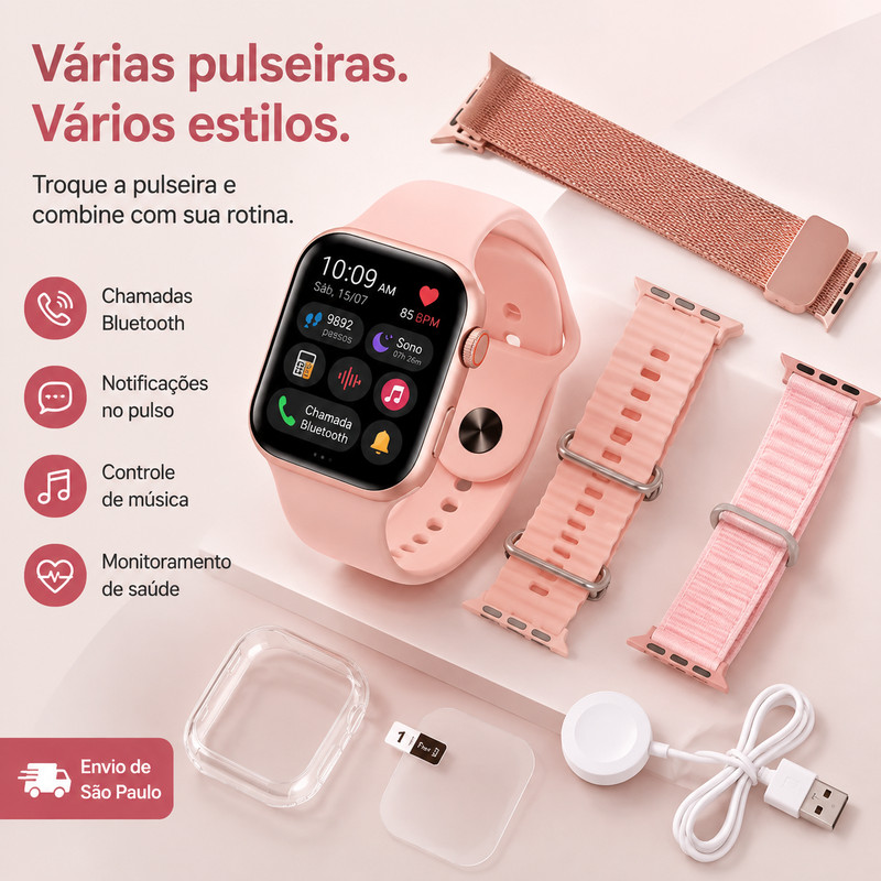[OneEscolha] Novos smartwatches Mini, Pro e Plus de 2026, 45mm/49mm, design requintado, vários estilos disponíveis G0GU