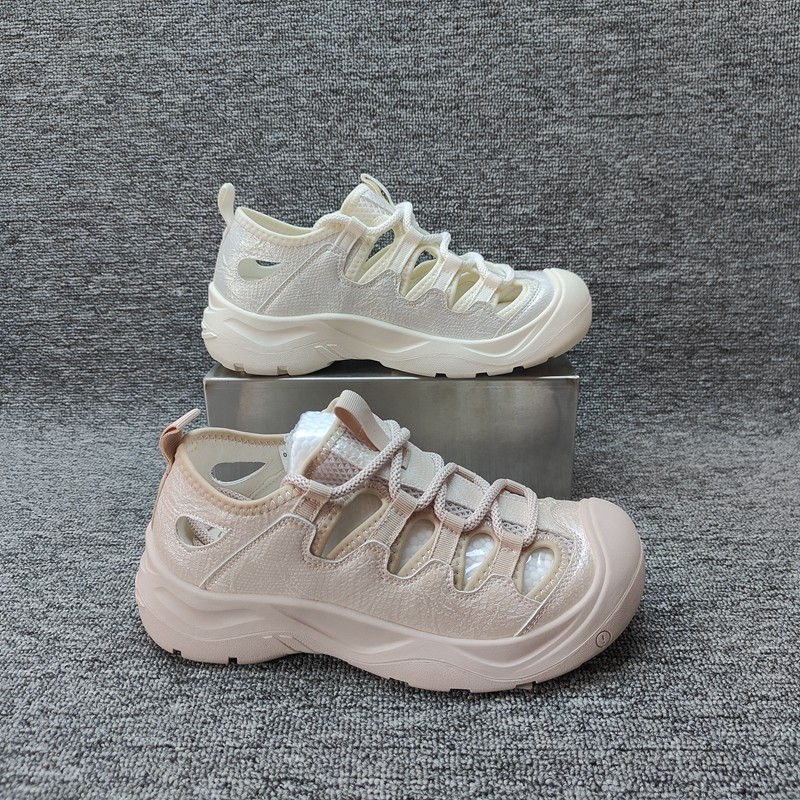 Malha respirável Baotou exterior Wear leve antiderrapante rendas Casual único sandálias femininas 2026 primavera verão n