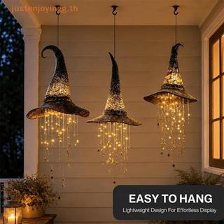 { JJTH } Carrilhão Suspenso De Chapéu De Bruxa Iluminado , Enfeite Ao Ar Livre De Halloween , Estrelas Em Cascata De Mal