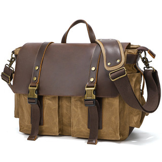 Bolsa mensageiro masculina de grande capacidade americana retrô à prova d'água bolsa mensageiro de lona Casual bolsa de 