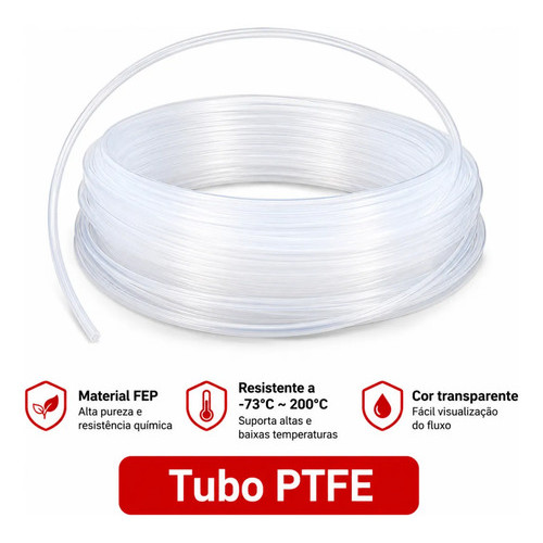 Tubo Ptfe 2x4mm Para Filamento 1,75mm Impressora 3d