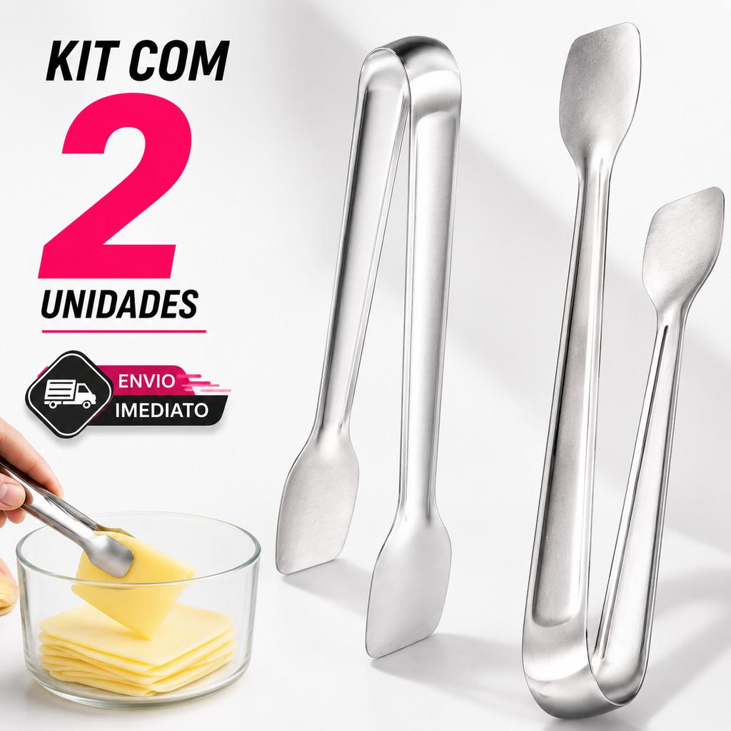 Pegador de Alimentos Aço Inox Multiuso Pinça para Cozinha Frios Queijo Salada Churrasco