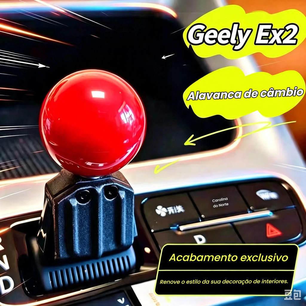 Compatível com Geely EX2, manopla de câmbio, alavanca de câmbio esportiva, acessórios internos em fibra de carbono, em P