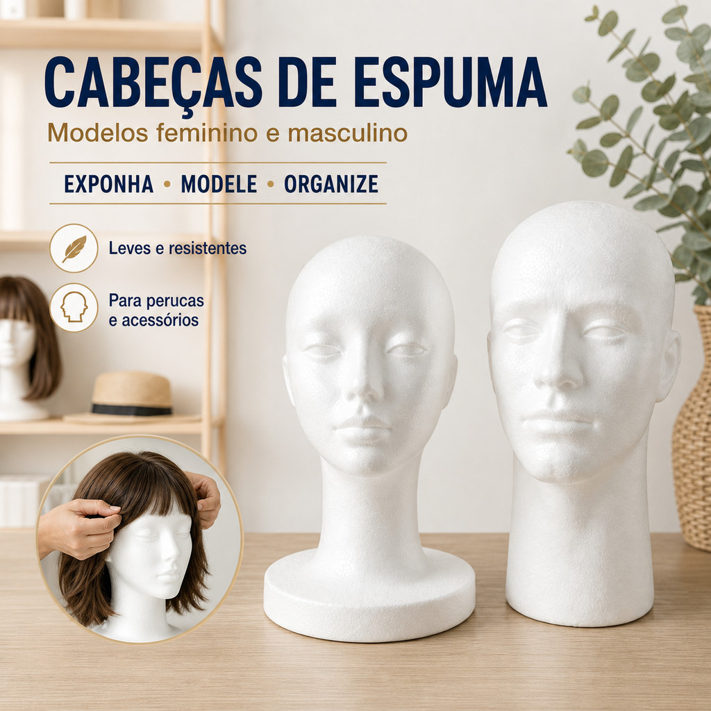 Expositor Cabeça De Isopor Para Perucas E Lace Front