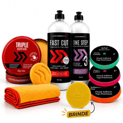 Kit Polimento Automotivo One Step Fast Cut + Cera De Carnauba 100g + Boinas De Espuma 6 Polegadas + Pano Microfibra