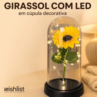 Girassol Artificial com LED em Cúpula Redoma Decoração e Presente