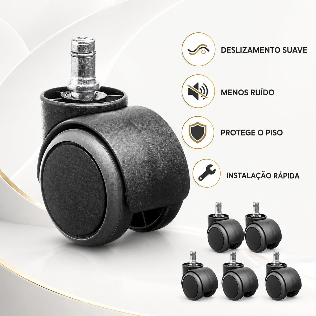 Rodinha Cadeira Escritório Gamer PU 50mm Anti Risco Grafite