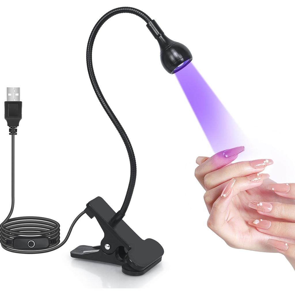 Luz UV para Unhas de Gel - Lâmpada LED de Cura Rápida com Braço Flexível, Secador de Manicure com Luz Negra e Grampo, Co