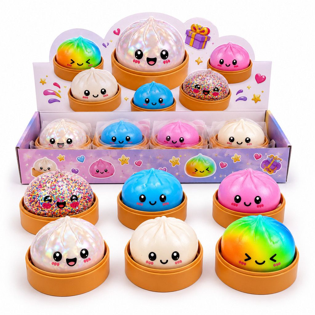 Dumpling Squishy Caixa Misteriosa Mole Estresse Grande Fofa Brinquedo Sensorial Fidget Bao Chinês