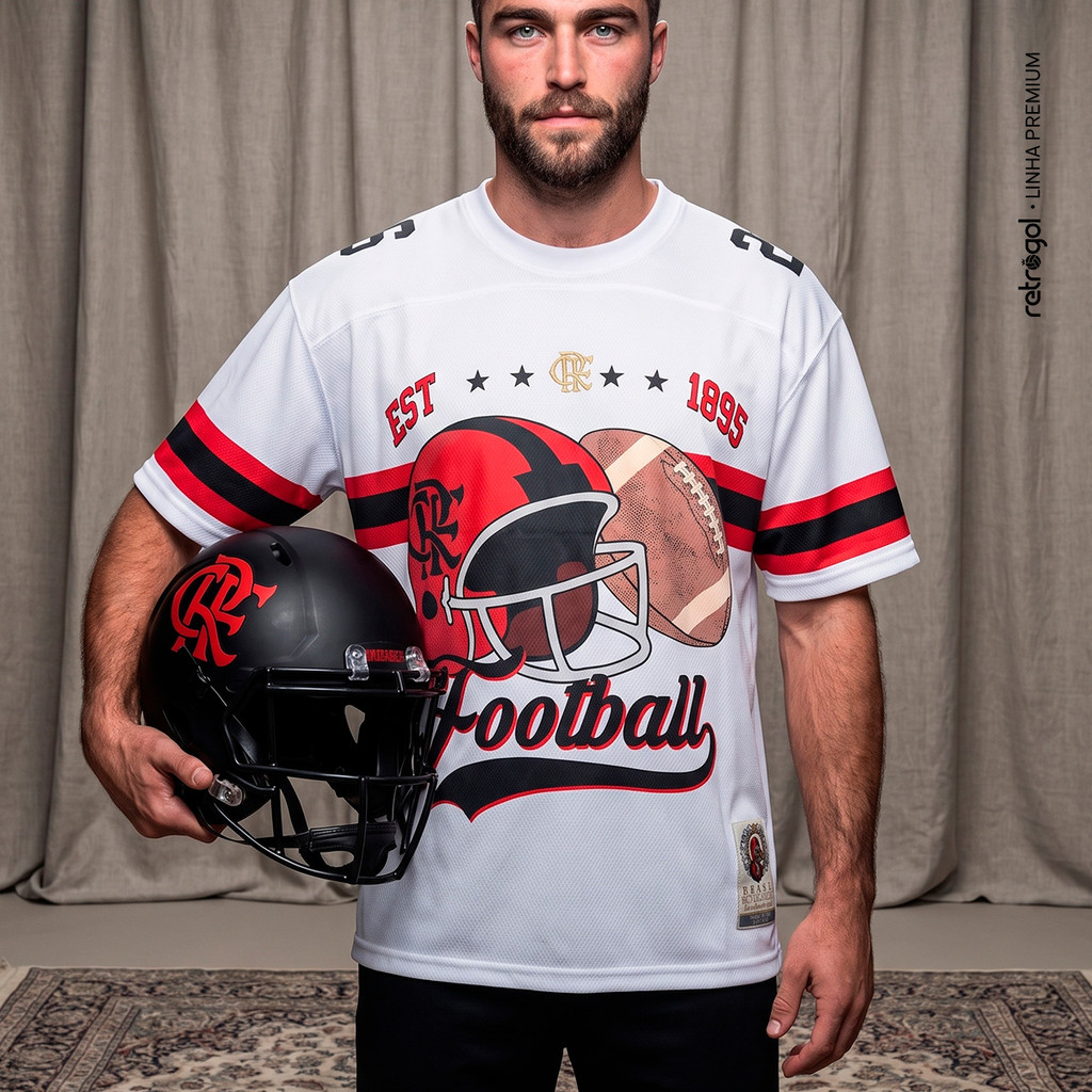 Camisa Flamengo Futebol Americano 1895 Branca Masculina Football