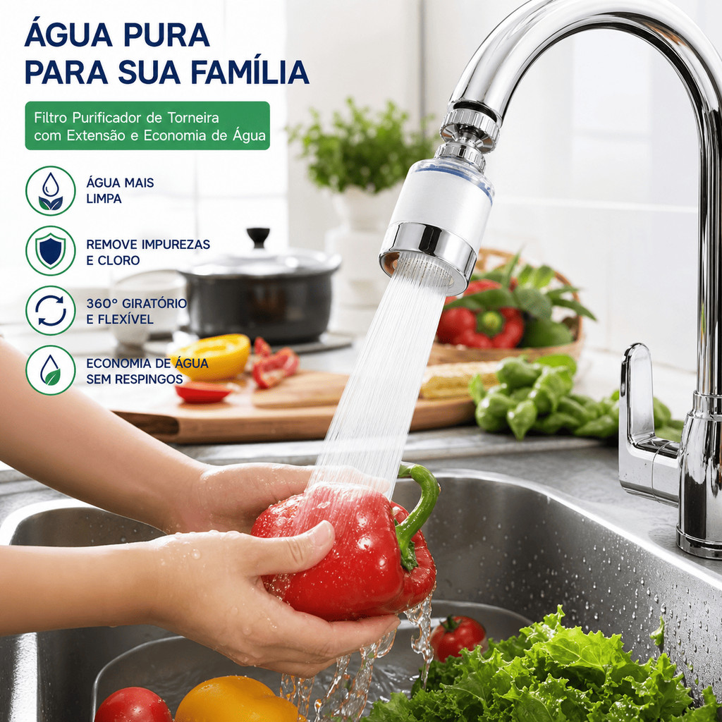 Filtro De Torneira De Cozinha 2026 360 ° Purificador De Água Giratório Com Algodão PP Para Remoção De Cloro