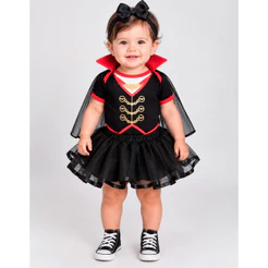 Body Bebê Fantasia Vampira + Saia De Tule E Faixa