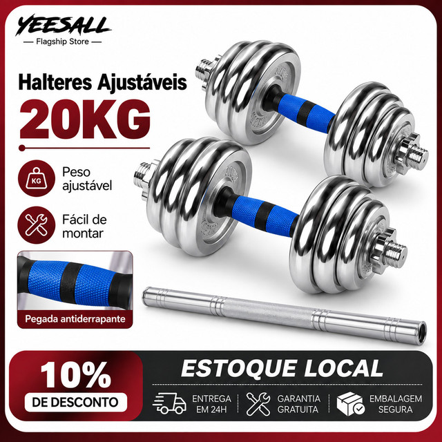 YEESALL Kit Anilhas Halteres Barra Completo Na Maleta Dumbbell 20kg/15kg/10kg