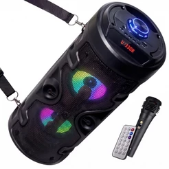 Caixa De Som Alto Falante Torre Bluetooth Grave Som Potente Rgb Microfone Aux Controle P2 Micro SD USB Radio FM Karaoke