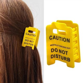Presilha de Cabelo com Símbolo de Aviso, Presilha de Cabelo de Metal com Padrão de Letras, Presilha de Cabelo Gótica de 
