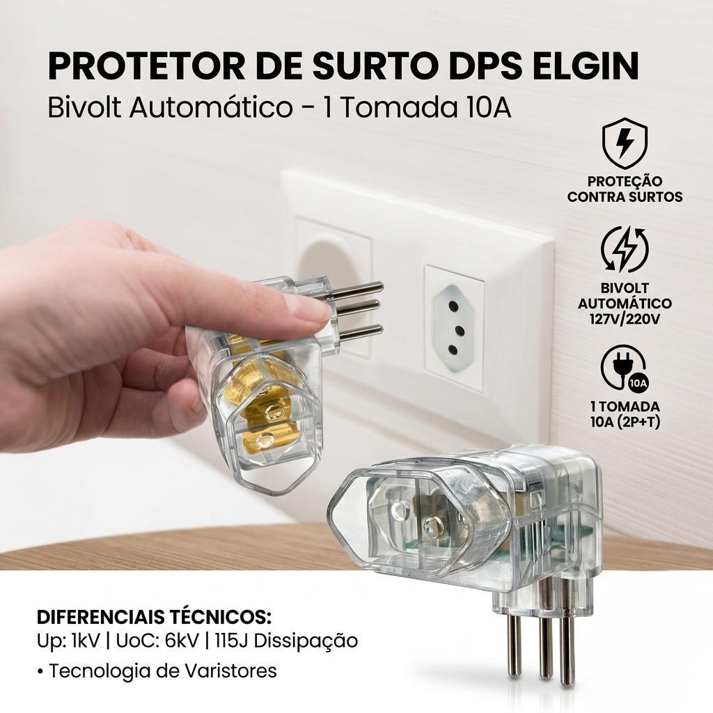 Protetor de Surto 1 Tomada – 20A Luz Indicativa Bivolt · foto 2