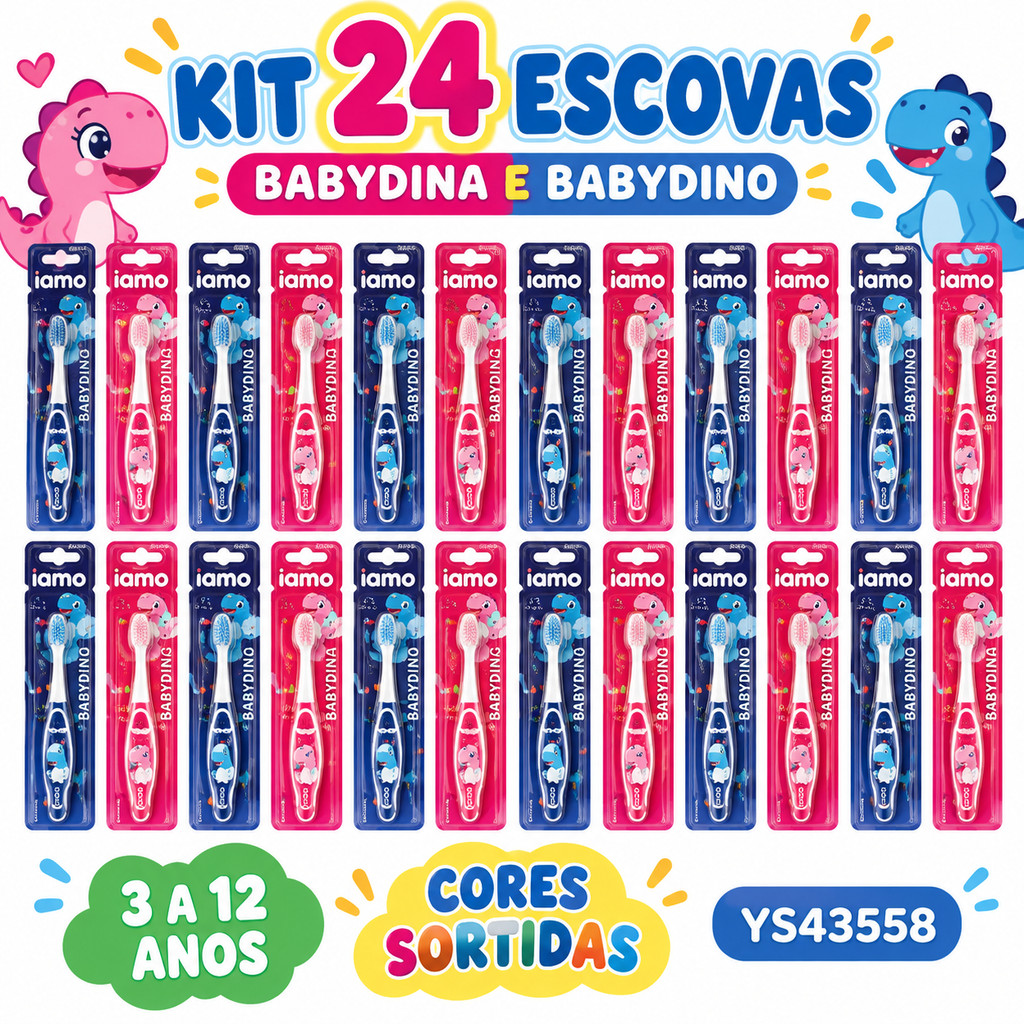 Kit Escova Dental Infantil Macia 3 a 12 Anos 12 ou 24 Unidades — imagem 2 de 2