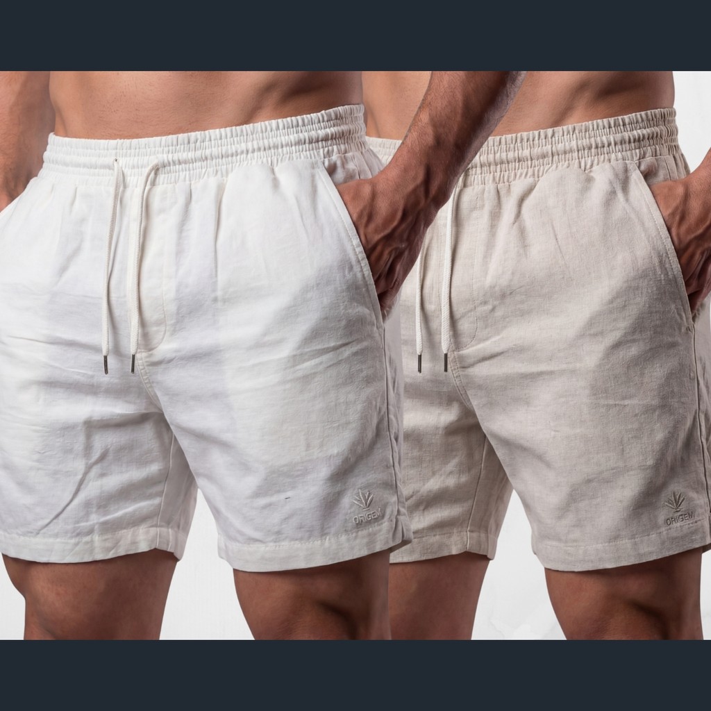 Kit 2 Bermudas Masculinas Linho Elastano Praiana Confortável Verão — Loja ALG