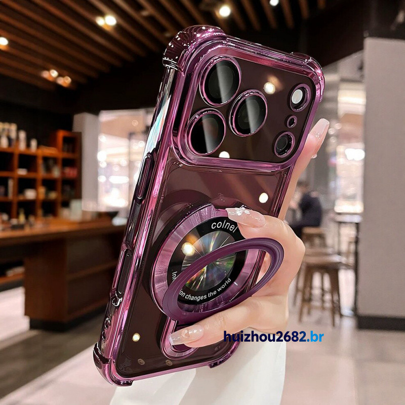 Suporte Magnético À Prova De Choque Com Revestimento De Luxo Para Magsafe Clear Case iPhone 18 Pro Max Air 17Pro