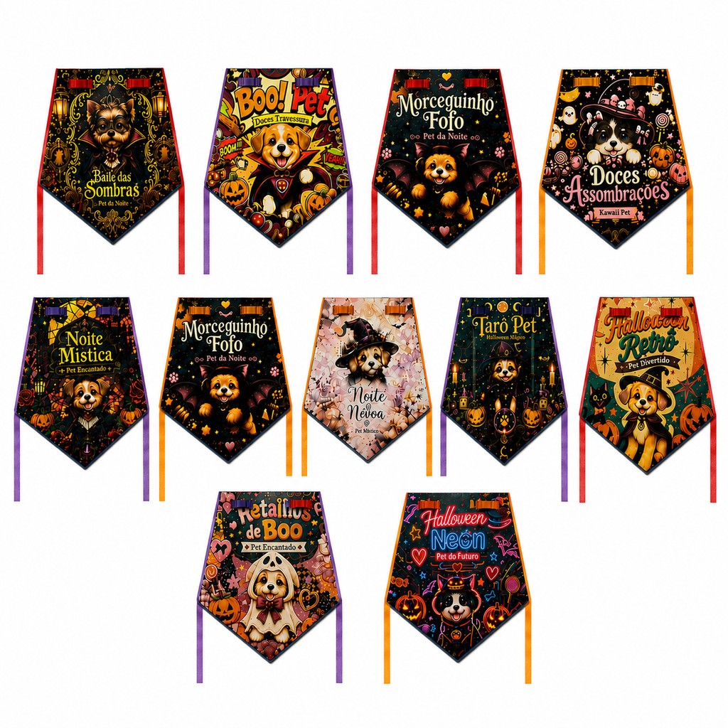 80 Colarinho Sublimada Pet Shop Tema Halloween  Para Cães