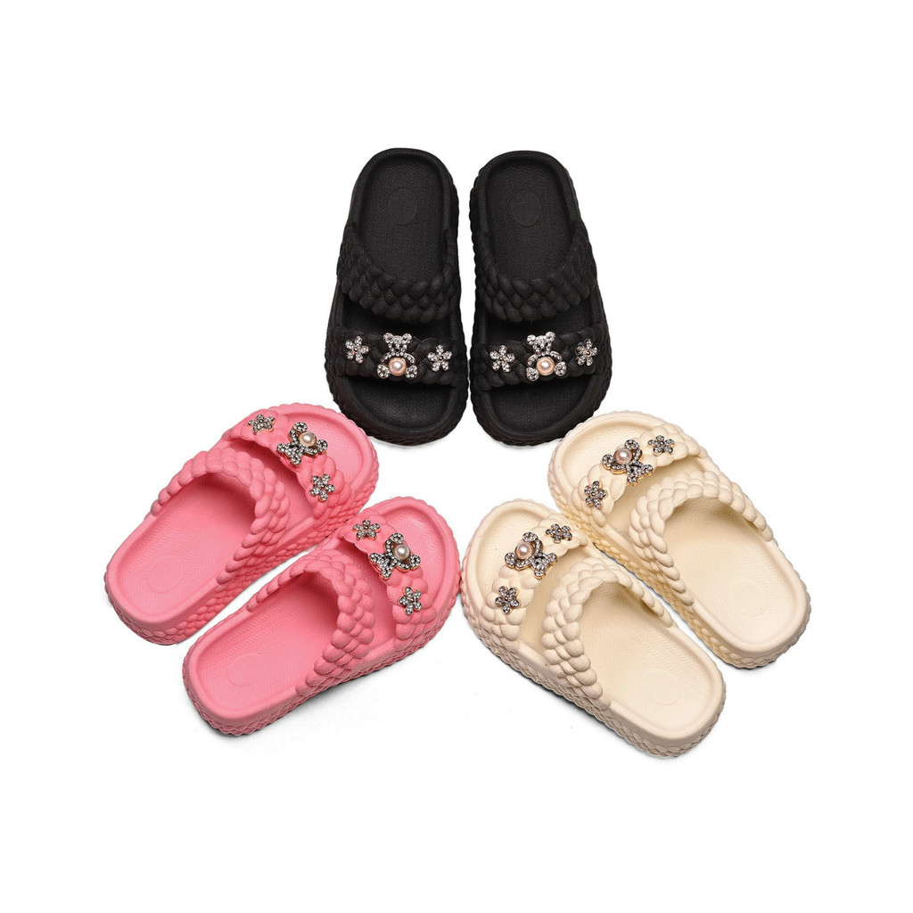 Chinelo Infantil Pingente Menina Estilo Trança Leve Flexível Dia a Dia