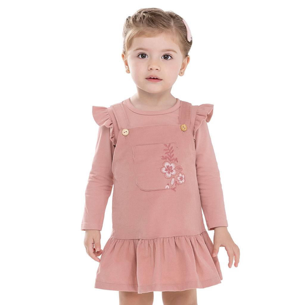 Conjunto Infantil Menina Vestido Floral Colorittá Rosa