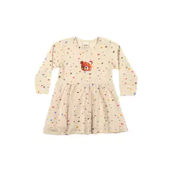 Vestido Bebê Menina Poás Com Ursinha Elian Bege