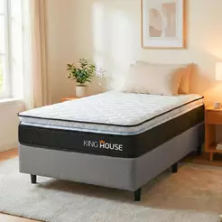 Conjunto Cama Box Solteirão Dakota Preto 96x203x57 Espuma D33