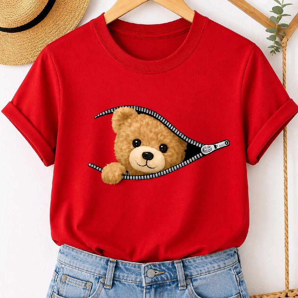 T Shirt Feminina Camiseta Feminina Estampa Urso Estilosa e Confortável