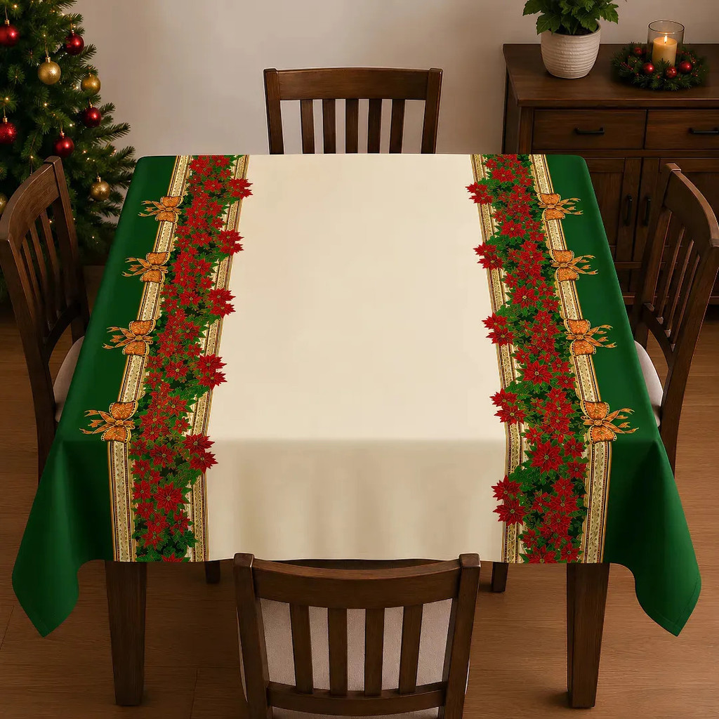 Toalha Mesa De Natal Luxo Decorativa Ceia Natalina 4 Lugares Envio Imediato