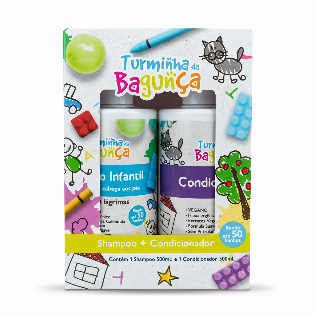 Kit Shampoo + Condicionador Infantil 500ml Cada Turminha da Bagunça