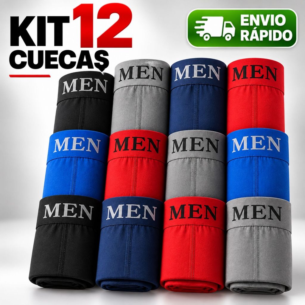 Kit 12 Cueca Boxer Masculina Microfibra Sem Costura Cueca Box Premium