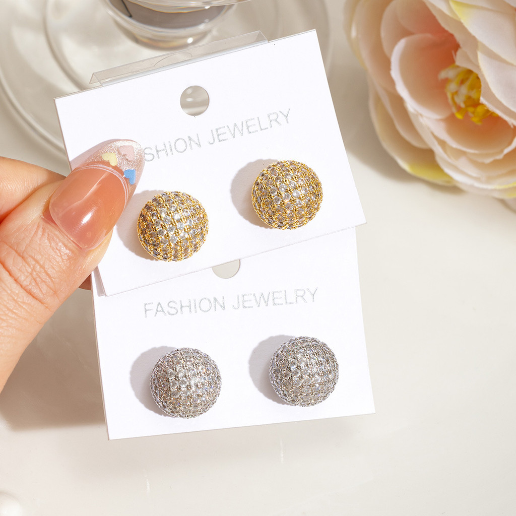Moda brincos Micro-incrustados cheio de diamante bola brincos geométrico único luz luxo All-Match High-End brincos prese