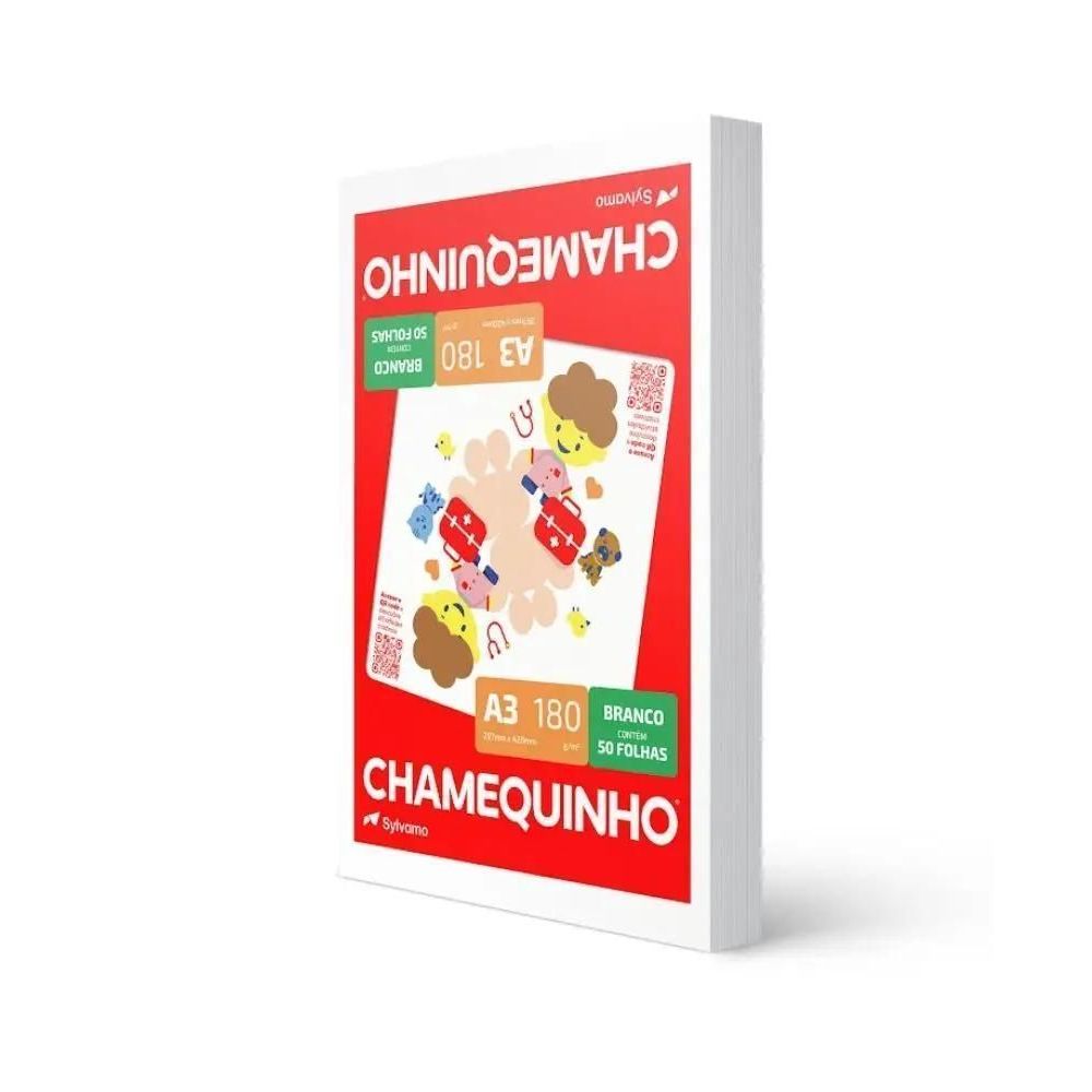PAPEL SULFITE A3 180G 297X420 COM 50 FLS CHAMEQUINHO BRANCO