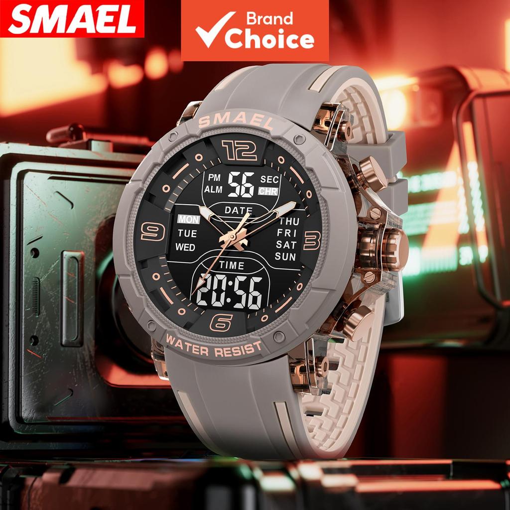 Smael Men Sport Watch 50m À Prova D'água Silicone Pulseira Alarme Cronógrafo