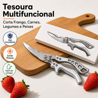 Tesoura Multifuncional Para Corte Alimentos Legumes Peixes Frangos Verdura