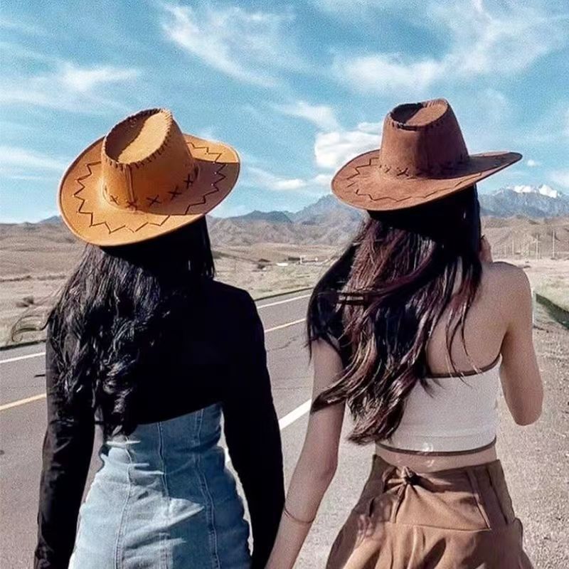 Chapéu de cowboy ocidental chapéu de sol chapéu de cavaleiro praia ao ar livre chapéu de palha viagem protetor solar gra
