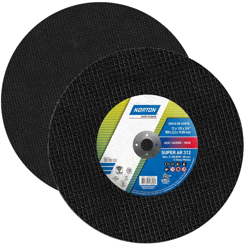 Disco de corte para metal 12" x 1/8" x 3/4" Super - Norton