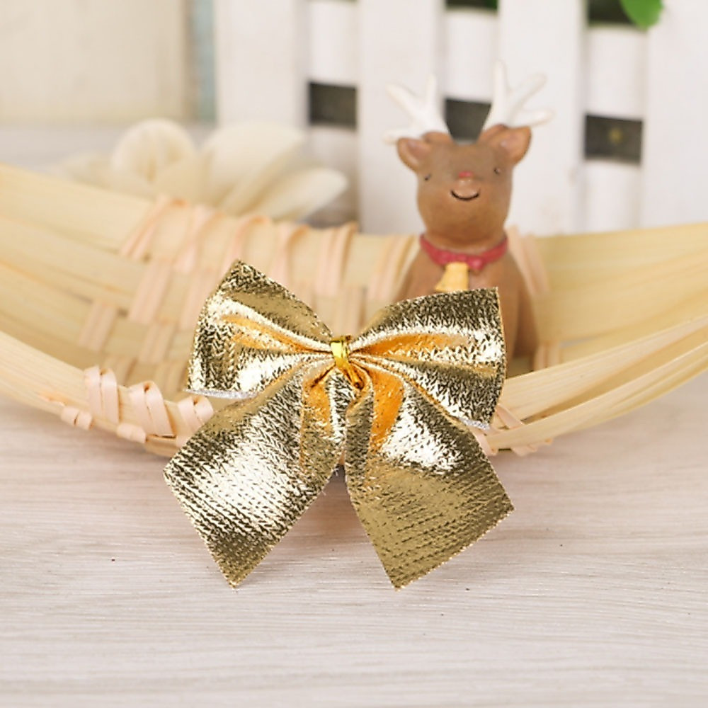 Kit Laços Natalinos 12 24 Peças Pendente Enfeite Decoração Árvore Natal Vermelho com Dourado