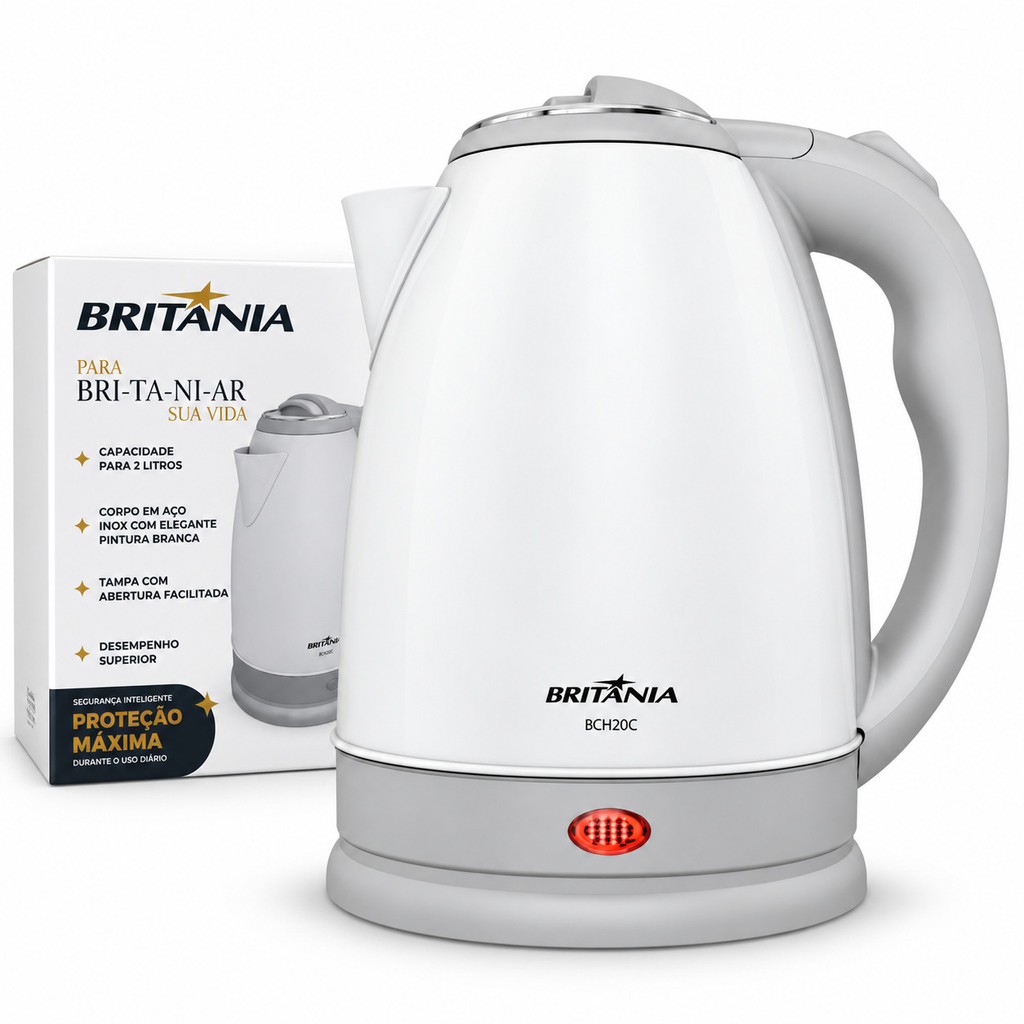 Chaleira Elétrica 1150W BCH20C 2L Branca 127V Britânia