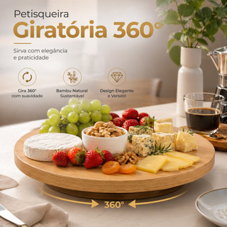 Tabua De MDF Com Base Giratória Centro De Mesa Para Petiscos 30CM Petisqueira tempero