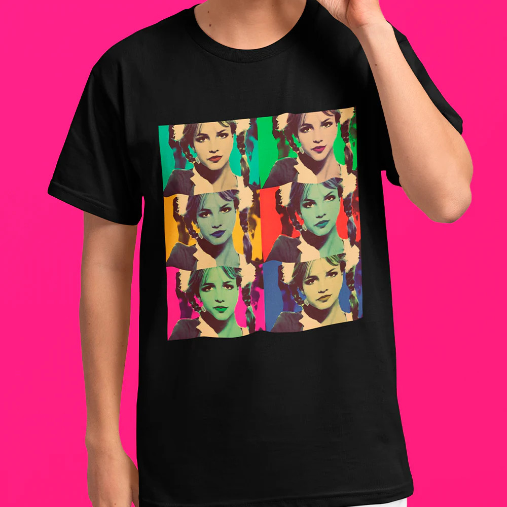 [Camiseta Premium em Algodão Puro]TT Camisa Premium Britney Spears Baby One More Time Pop Art Blusa Unissex Camiseta 100