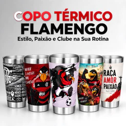 Copo Térmico de Aço Inoxidável Flamengo, Copo para Cerveja e Refrigerante, Presente para Torcedor do Mengão, Mantém Frio