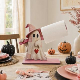 Suporte De Toalha Fantasma De Remendo , Rolo Halloween Vintage Em Pé , Rack De Tecido De Mesa Plano 2D