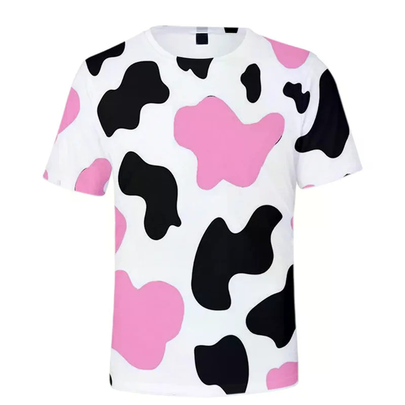 2026 Padrão De Vaca T Camisa Para Homem Colorido Dos Desenhos Animados 3D Impresso Camisetas Verão Casual Crianças Rua S