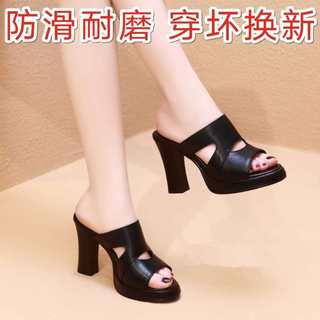 Wenzhou chinelos de salto grosso feminino verão exterior Wear 2026 novo estilo de sola grossa boca de peixe de salto alt
