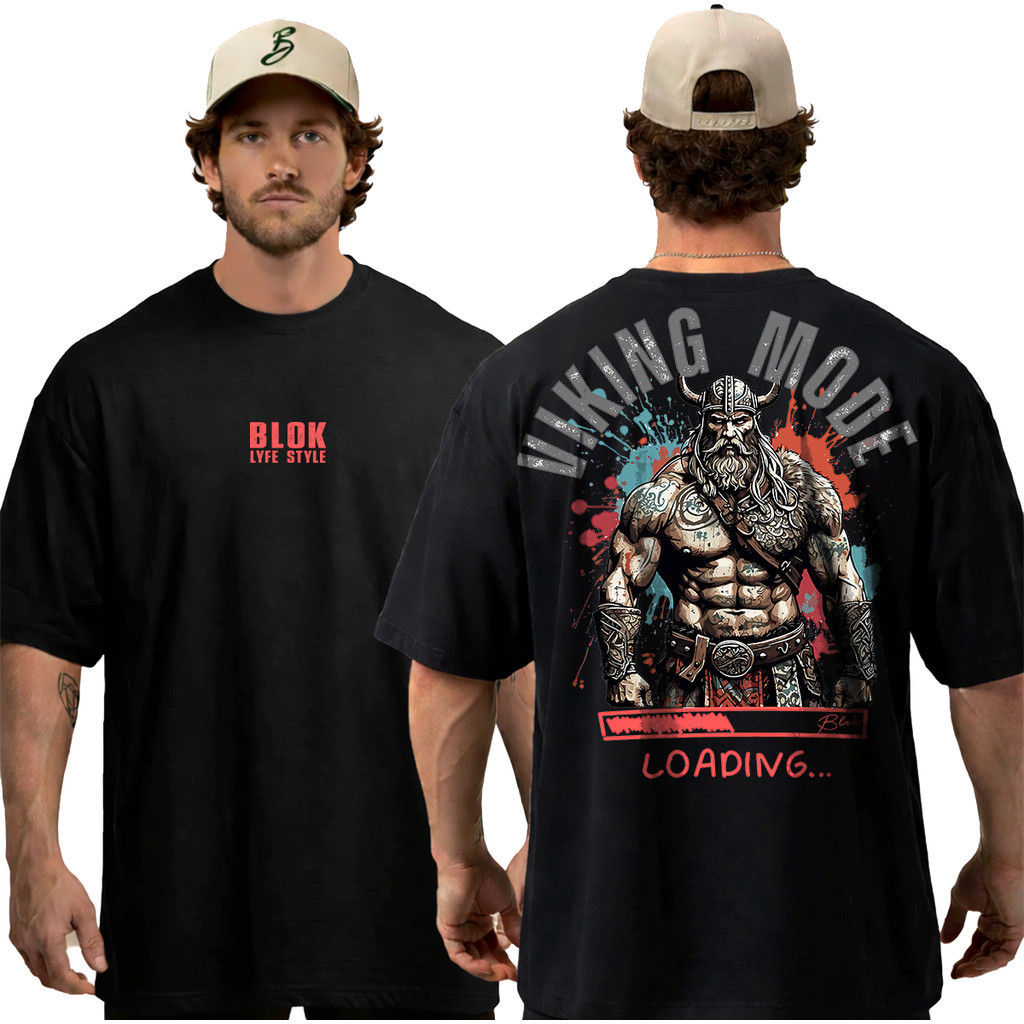 [Camiseta Premium em Algodão Puro]VU Camiseta Oversized Viking para Academia Musculação Streetwear 100% Algodão